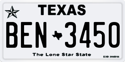 TX license plate BEN3450