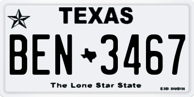 TX license plate BEN3467
