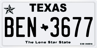 TX license plate BEN3677