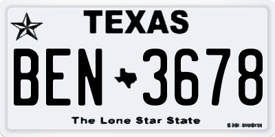 TX license plate BEN3678