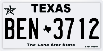 TX license plate BEN3712