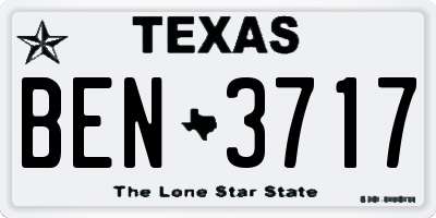 TX license plate BEN3717