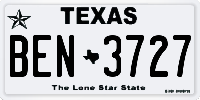 TX license plate BEN3727