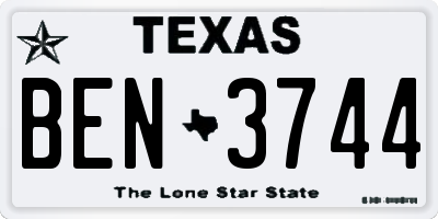 TX license plate BEN3744