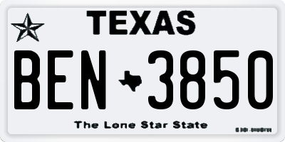 TX license plate BEN3850