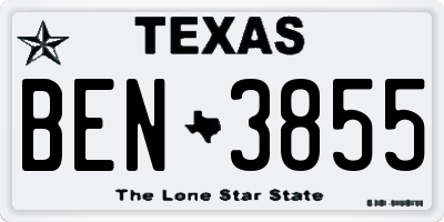 TX license plate BEN3855