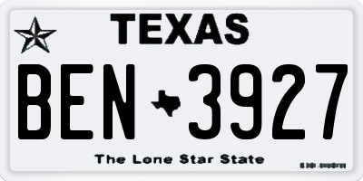 TX license plate BEN3927