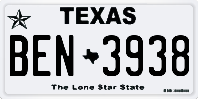 TX license plate BEN3938