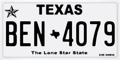 TX license plate BEN4079