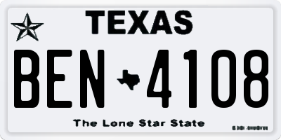 TX license plate BEN4108
