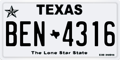TX license plate BEN4316