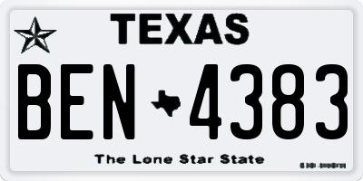 TX license plate BEN4383