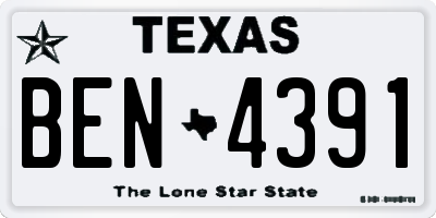 TX license plate BEN4391