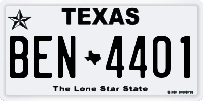 TX license plate BEN4401