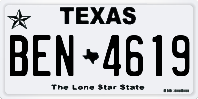 TX license plate BEN4619
