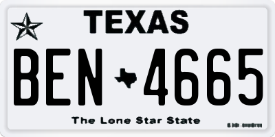 TX license plate BEN4665