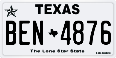 TX license plate BEN4876
