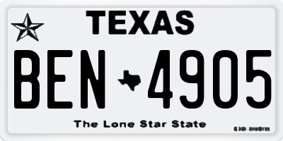 TX license plate BEN4905