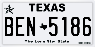 TX license plate BEN5186