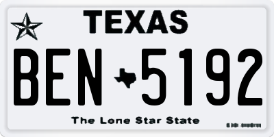 TX license plate BEN5192