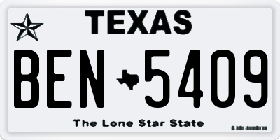 TX license plate BEN5409