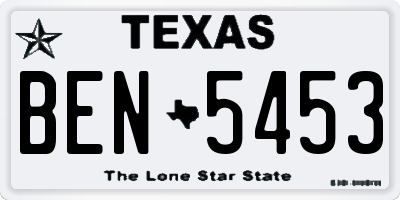 TX license plate BEN5453