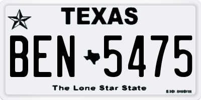 TX license plate BEN5475