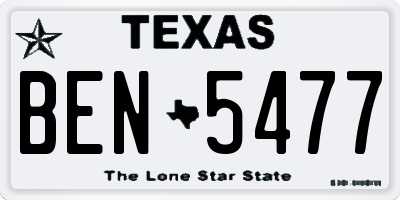 TX license plate BEN5477
