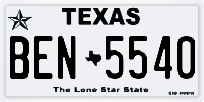 TX license plate BEN5540