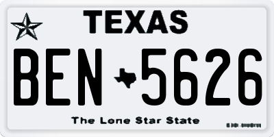 TX license plate BEN5626