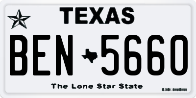 TX license plate BEN5660