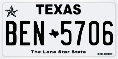 TX license plate BEN5706