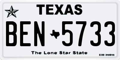 TX license plate BEN5733