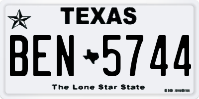 TX license plate BEN5744