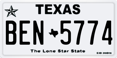 TX license plate BEN5774