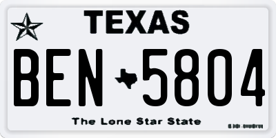 TX license plate BEN5804