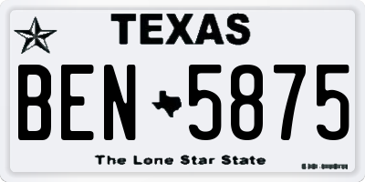 TX license plate BEN5875
