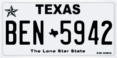 TX license plate BEN5942