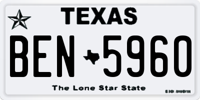 TX license plate BEN5960