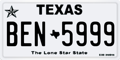 TX license plate BEN5999