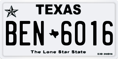 TX license plate BEN6016