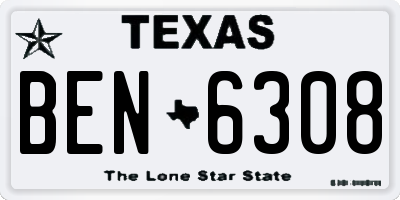 TX license plate BEN6308