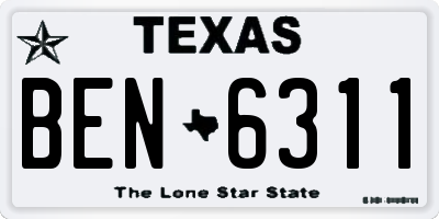 TX license plate BEN6311