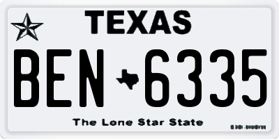 TX license plate BEN6335