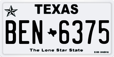 TX license plate BEN6375
