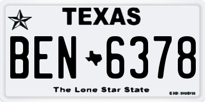 TX license plate BEN6378