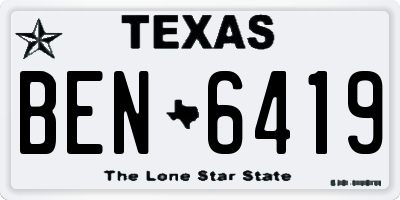 TX license plate BEN6419