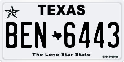 TX license plate BEN6443