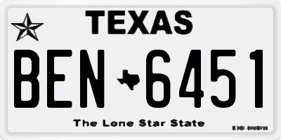 TX license plate BEN6451