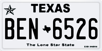 TX license plate BEN6526